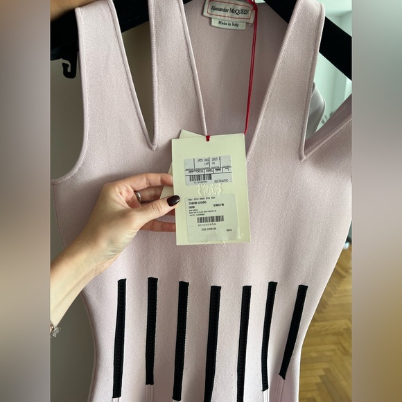 STUNNING NWT Alexander McQueen Pink and Black Striped Mini Dress - Picture 4 of 4